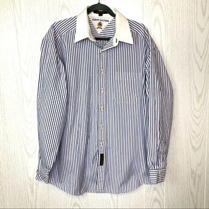 Vintage Tommy Hilfiger Blue and White Striped Button Up Shirt